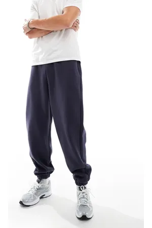 ASOS Premium - Oversized og marineblå joggingbukser i kraftigt 400 gsm-stof-Grå