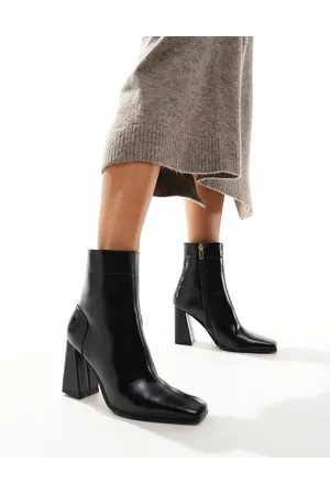 ASOS Everest - Sorte højhælede støvler med skrå hæl