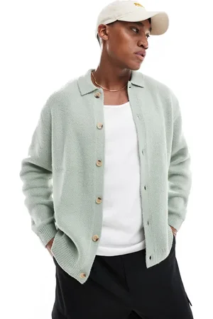 ASOS Oversized salviegrøn cardigan i børstet strik med knapper