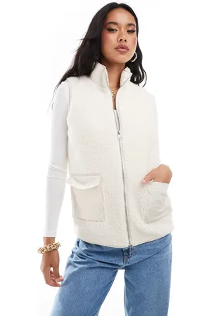 In The Style Teddy-vest i cremefarve-Hvid