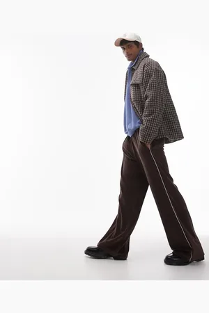 Topman Brune og baggy joggingbukser i velour med bånd i siderne