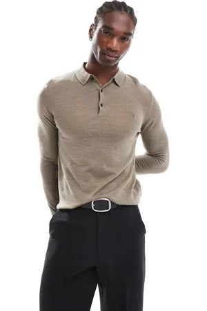 AllSaints Mode - poloskjorte med lange ærmer i merinould