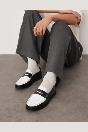 ASOS Sorte og hvide penny-loafers i læder