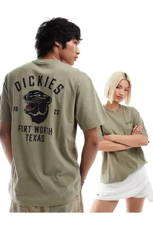 Dickies Kakifarvet T-shirt med grafisk panterprint på ryggen-Grøn