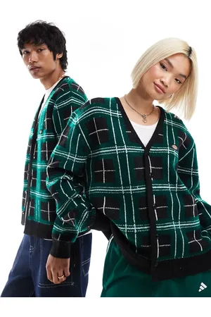 Dickies Strikket cardigan med /grønt tern