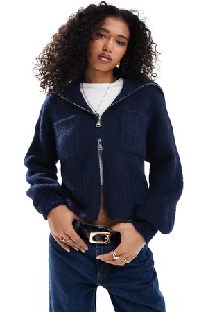 ASOS Cardigan med lommer, kravedetalje og gennemgående lynlås