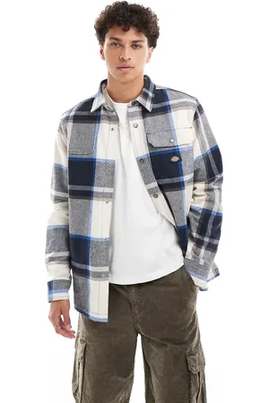 Dickies Nimmons - Skjorte med store tern i offwhite og grå farver med mere
