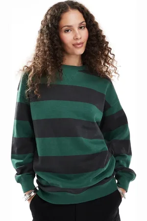 Daisy Street Afslappet sweatshirt med grønne/ striber-Multifarvet