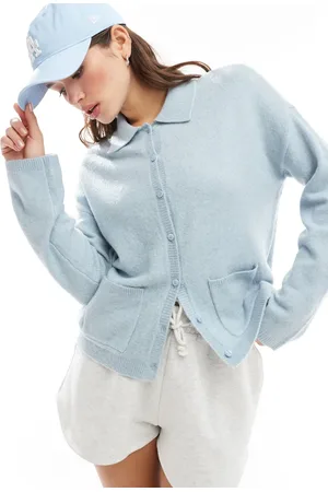 Abercrombie & Fitch Blå cardigan med krave