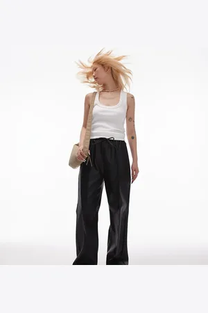 Topshop Sorte joggingbukser i imiteret læder