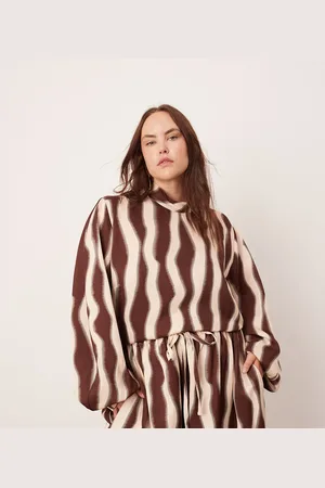 ASOS Curve - Chokoladebrun og oversized top med og høj hals - Del af sæt-Multifarvet