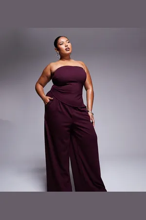 ASOS ASOS DESIGN Curve - Bordeauxrøde og elegante bukser med vidde - Del af sæt