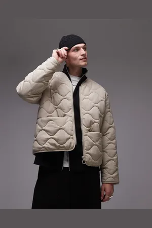 Topman Beige og vatteret bomber-jakke-Grå