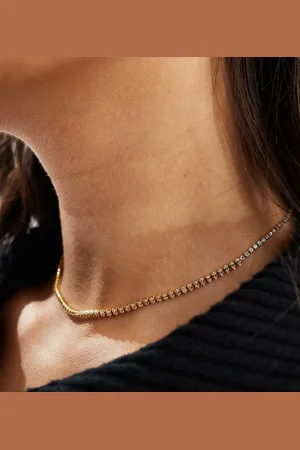 Accessorize Z Collection - Guldbelagt chockerhalskæde med krystal
