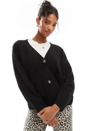 VERO MODA Cardigan i strik med firkantet pasform og lommer
