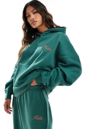 Kaiia Oversized hættetrøje med pink logo i - Del af sæt