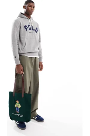 Ralph Lauren Koksgråmeleret hættetrøje med college-logo i fleece