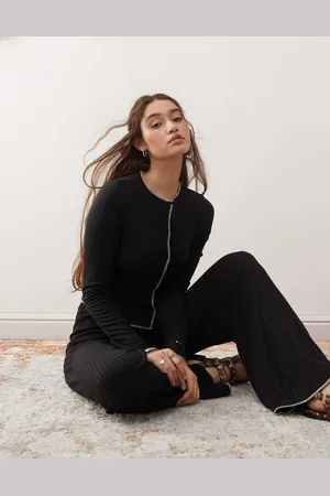 Miss Selfridge Jerseycardigan med tungesting-Brun