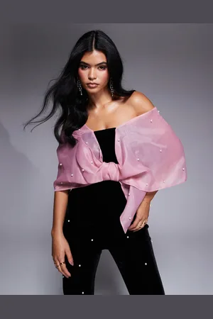 ASOS Top med perler i organza og velour - Del af sæt