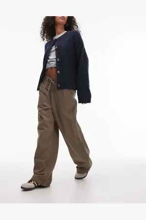 Topshop Khaki pull on-bukser med bindebånd i taljen-Grøn