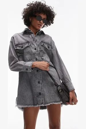 AllSaints Sort skjortejakke-kjole i denim i vintage-stil