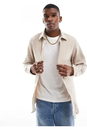 JACK & JONES Beige børstet skjorte med tekstur-Neutral