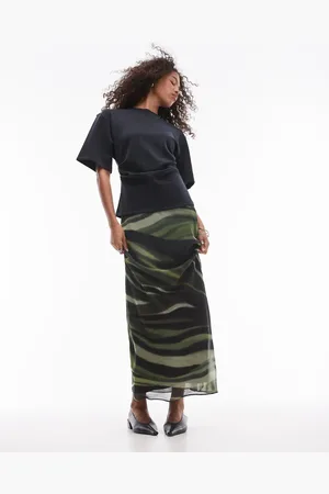 MANGO Maxinederdel med forskellige print i mesh