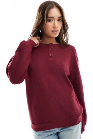 ASOS Ribstrikket og bordeauxrød Henley-top