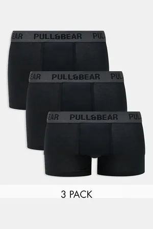 Pull&Bear Sorte og grå boksershorts med linning i kontrast i pakke med 3-Multifarvet