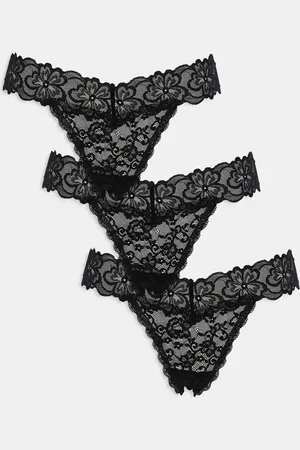 ASOS Minnie - Pakke med 3 par sorte brasilianske blondetrusser