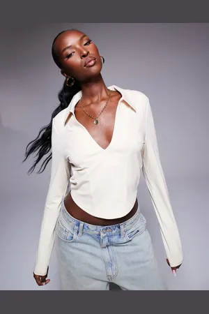 ASOS Langærmet top med krave-Neutral