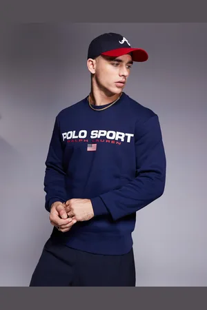 Ralph Lauren Sports Capsule - Marineblå sweatshirt med rund hals og logo