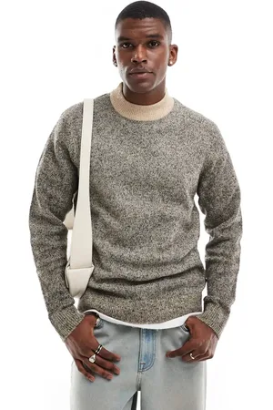 JACK & JONES Beige og sort trøje med rund hals og nopper-Neutral