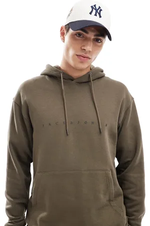JACK & JONES Khakigrøn oversized hættetrøje med logo