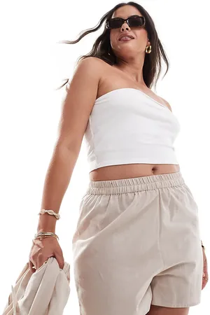 Esmée Esmée Curve - Beige strandshorts med tekstur - Del af sæt - Kun hos ASOS-Hvid