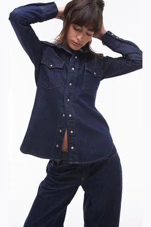 Topshop Blå denimskjorte med westerndesign