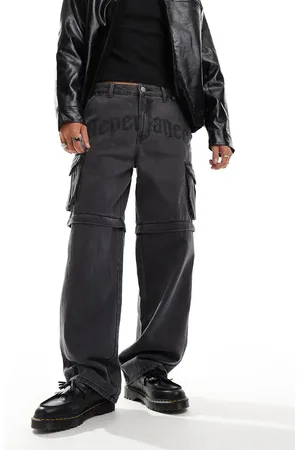 Liquor N Poker Rapture - Jeans i baggy fit i sort vask med tekstdetalje
