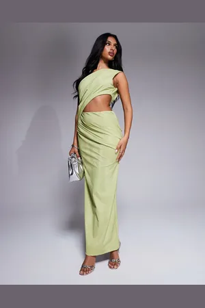 ASOS Oneshoulder-midikjole med udskæringsdetalje og slangemønster i imiteret læder
