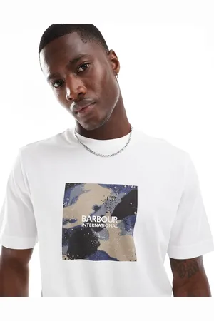Barbour Hvid T-shirt med blokdesign i camouflage-design