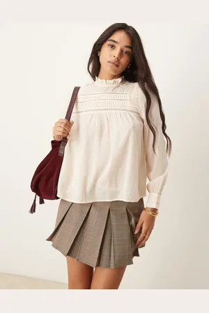 New Look Cremehvid bluse med cutwork-detaljer
