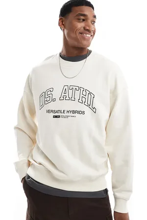 Only & Sons Cremehvid sweater med rund hals, sænkede skuldre og atletisk print
