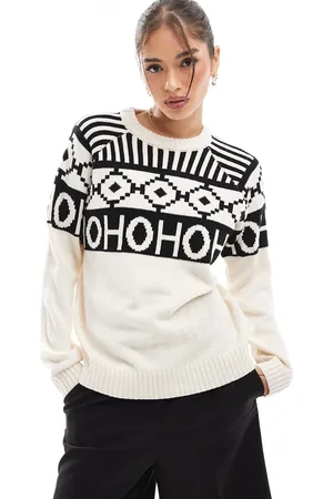 Brave Soul Cremehvid julesweater med jacquard-detaljer