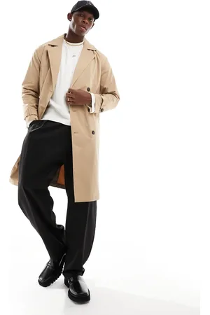 Only & Sons Beige trenchcoat med sænkede skuldre-Neutral