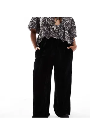 ASOS Curve - Sorte pull on-bukser i velour-krølstof