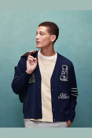ASOS , oversized, firkantet og strikket cardigan med college-mærker