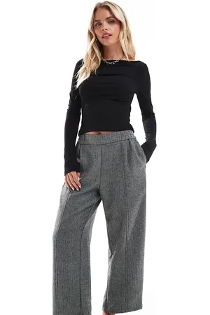 ASOS ASOS DESIGN Petite - Grå og skræddersyede pull-on bukser med tøndeformede ben