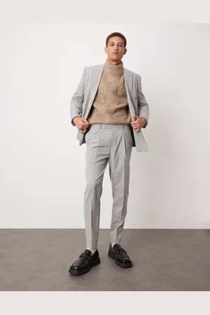 ASOS Grå tapered habitbukser med nålestriber