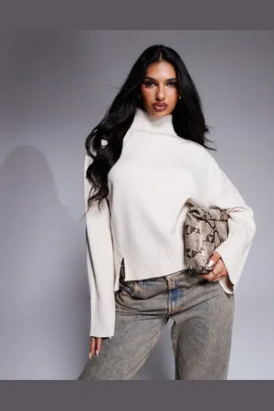 River Island Cremefarvet trøje med rullekrave-Hvid