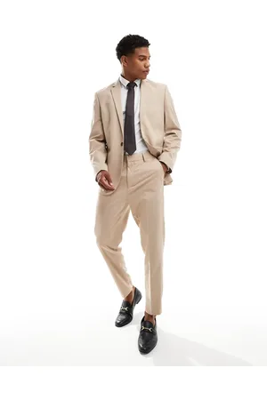 ASOS Tapered habitbukser i tonet neutralt Prince of Wales-tern