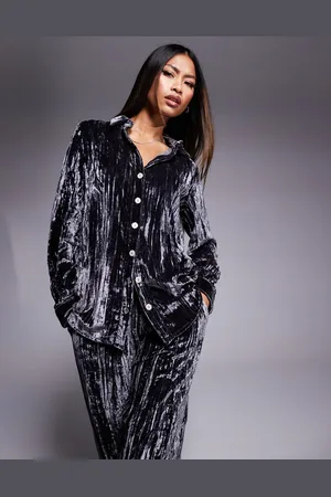 River Island Grå skjorte i velour - Del af sæt